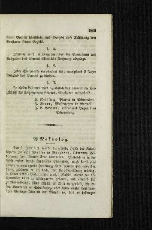 Nekrolog : [Joseph Walser] ; [Mannigfaltiges]
