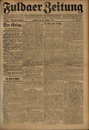 Erste Ausgabe vom Freitag, den 22. Januar 1915.