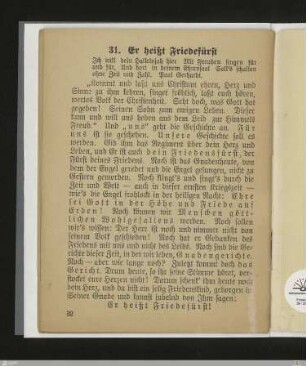 31. Er heißt Friedefürst