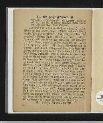 31. Er heißt Friedefürst