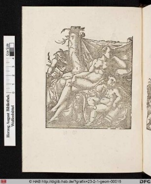Venus und Amor, von einem Satyrn belauscht.