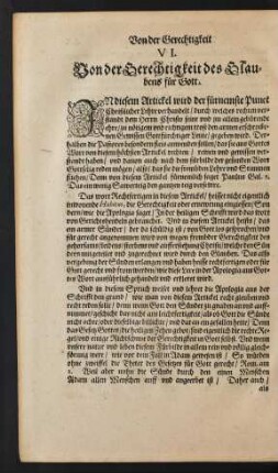 VI. Von der Gerechtigkeit des Glaubens für Gott.