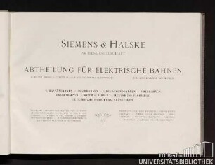 Electrische Bahnen : [Straßenbahnen, Hochbahnen, Untergrundbahnen, Vollbahnen, Grubenbahnen, Materialbahnen, elektrische Fahrzeuge, elektrische Fahrzeugausrüstungen]