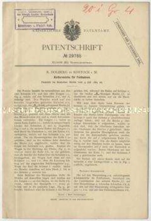 Patentschrift einer Kletterweiche für Feldbahnen, Patent-Nr. 29785