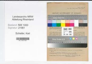 Entnazifizierung Karl Schiefer, geb. 18.03.1901 (Postsekretaer)