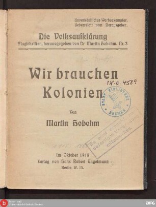 Wir brauchen Kolonien
