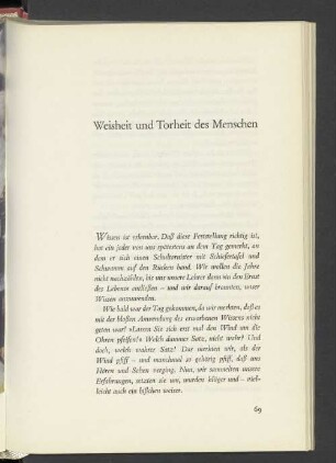 Weisheit und Torheit der Menschen