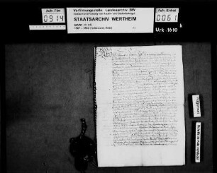 Die Grafen Ludwig zu Löwenstein und Phillip zu der Marck erteilen ihre Zustimmung zu dem Ehevertrag zwischen Graf Johann Dietrich zu Löwenstein (Lewenstein) und Gäfin Josina zu der Marck.