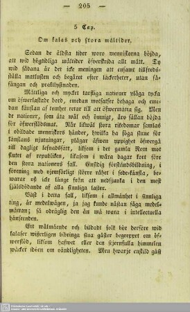 5. Cap. Om kalas och stora mältider