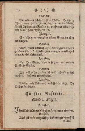 Fünfter Auftritt. Leander. Crispin.