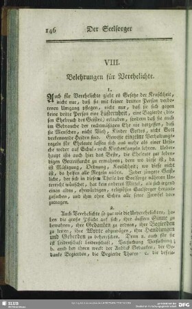 VIII. Belehrungen für Verehelichte