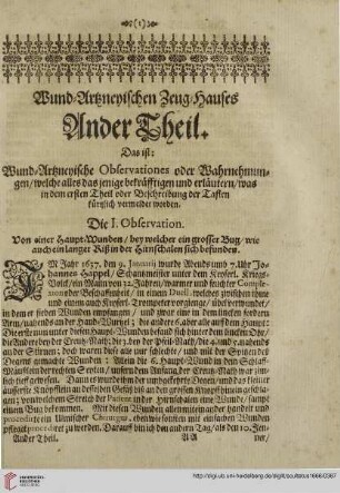 Wund-Artzneyischen Zeug-Hauses. Ander Theil