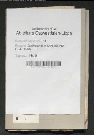 Kontributionszahlungen an die kaiserliche Garnision zu Paderborn