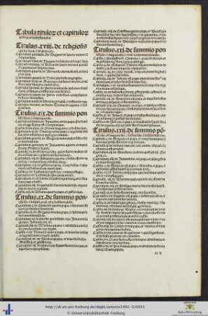 Tabula titulorum et capitulorum tertie partis hystorialis