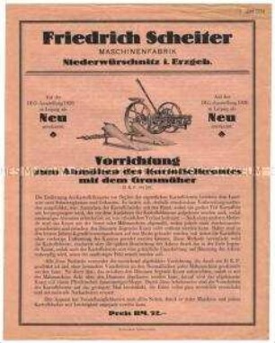 Vorrichtung zum Grasmäher für Kartoffelkraut