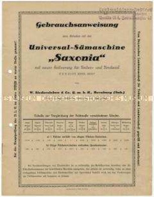 Bedienungsanleitung für Universalsämaschinen
