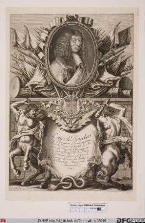 Bildnis Louis II Condé, 1646 4. prince de C., 1661 1. duc de Bourbon (vorher zu Lebzeiten seines Vaters duc d'Enghien), gen. "le Grand Condé"