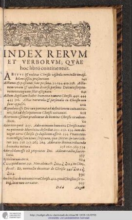 INDEX RERVM ET VERBORVM, QVAE hoc libro continentur.