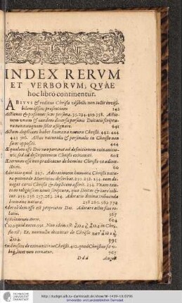 INDEX RERVM ET VERBORVM, QVAE hoc libro continentur.