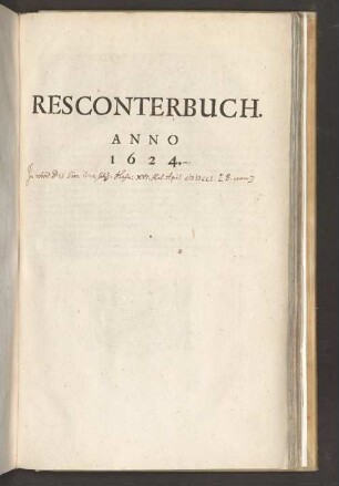 Resconterbuch. Anno 1624.