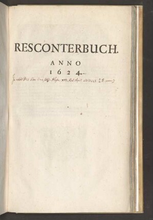 Resconterbuch. Anno 1624.