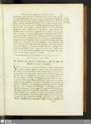 Chapitre IV. De l'Ordre des pauvres Catholiques, uni à celui des Ermites de saint Augustin