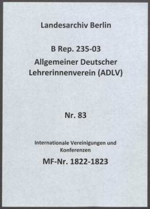 Internationale Vereinigungen und Konferenzen