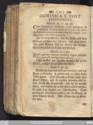 Dominica V. Post Epiphanias.