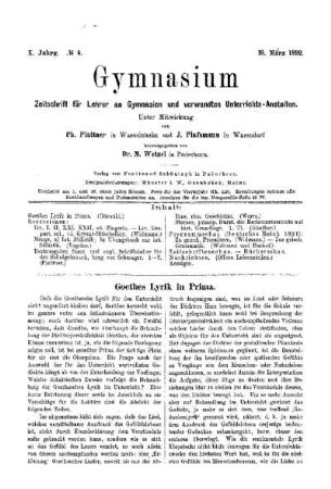 Goethes Lyrik in Prima
