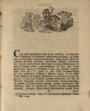 Programma de divinis notionibus cogitationibusque ab humanis in interpretandis vaticiniis caute discernendis