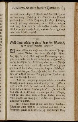 13. Selbstbetrachtung eines kranken Vaters, oder einer kranken Mutter. - 20. Betrachtung eines kranken Greisen.