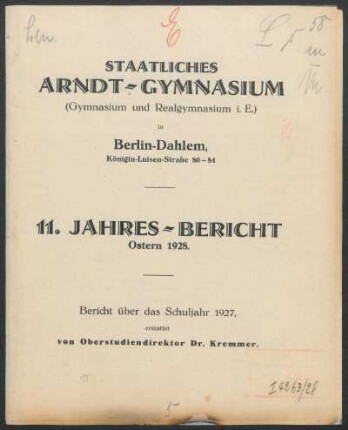 1927/28: Jahresbericht ... - 1927/28