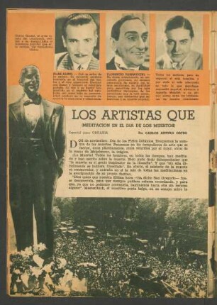 Los artistas que se fueron : (Meditación en el Día de los Muertos)