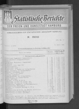Einzelhandelspreise in Hamburg im März 1960 : Lfd. Nr. 11