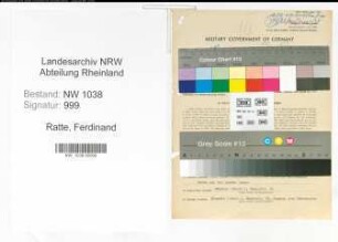 Entnazifizierung Ferdinand Ratte , geb. 24.02.1887 (Kaufmann)