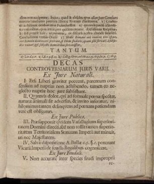 Decas Controversiarum Juris Varii.
