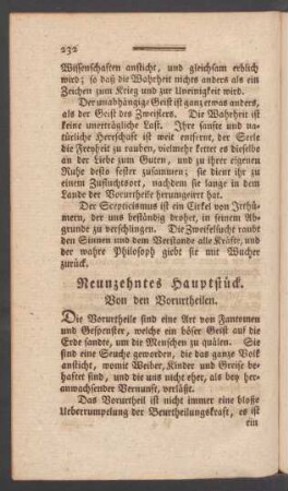 Neunzehntes Hauptstück. Von den Vorutheilen