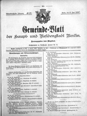1897,27: No. 27, 27. Juni 1897