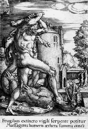 Herkules tötet den Drachen Ladon vom Garten der Hesperiden