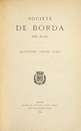 Bulletin de la Société de Borda. 15. 1890