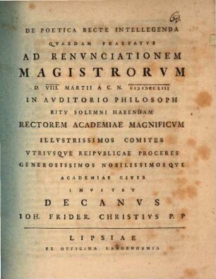 De poetica recte intellegenda quaedam praefatus : ad renunciationem magistrorum ... habendam ...
