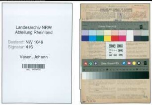 Entnazifizierung Johann Vasen , geb. 19.02.1903 (Sattler)
