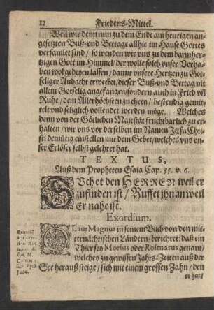 Textus. Auß dem Propheten Esaia Cap. 55. v. 6.