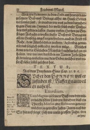 Textus. Auß dem Propheten Esaia Cap. 55. v. 6.