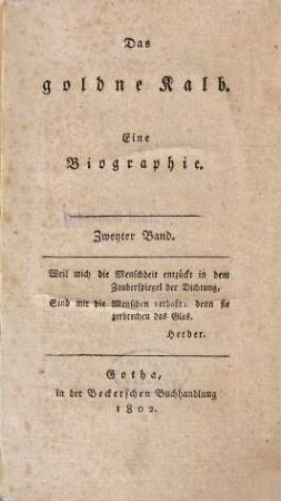 Das goldne Kalb : eine Biographie, 2