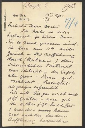 Brief an Ludwig Strecker  und B. Schott's Söhne : 15.04.1903