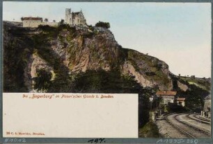 Postkarte mit Blick aus dem Plauenschen Grund zur Begerburg in Dölzschen bei Dresden