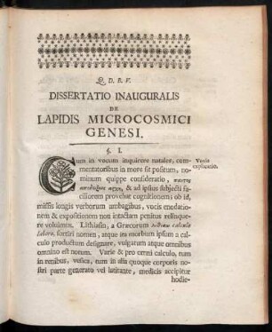 Dissertatio Inauguralis de Lapidis Microcosmici Genesi.