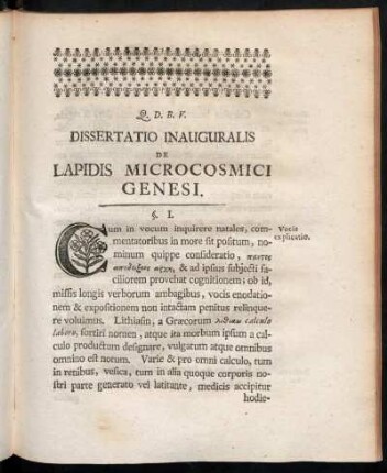 Dissertatio Inauguralis de Lapidis Microcosmici Genesi.