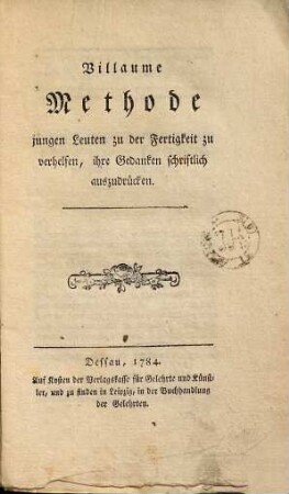 Methode jungen Leuten zu der Fertigkeit zu verhelfen, ihre Gedanken schriftlich auszudrücken